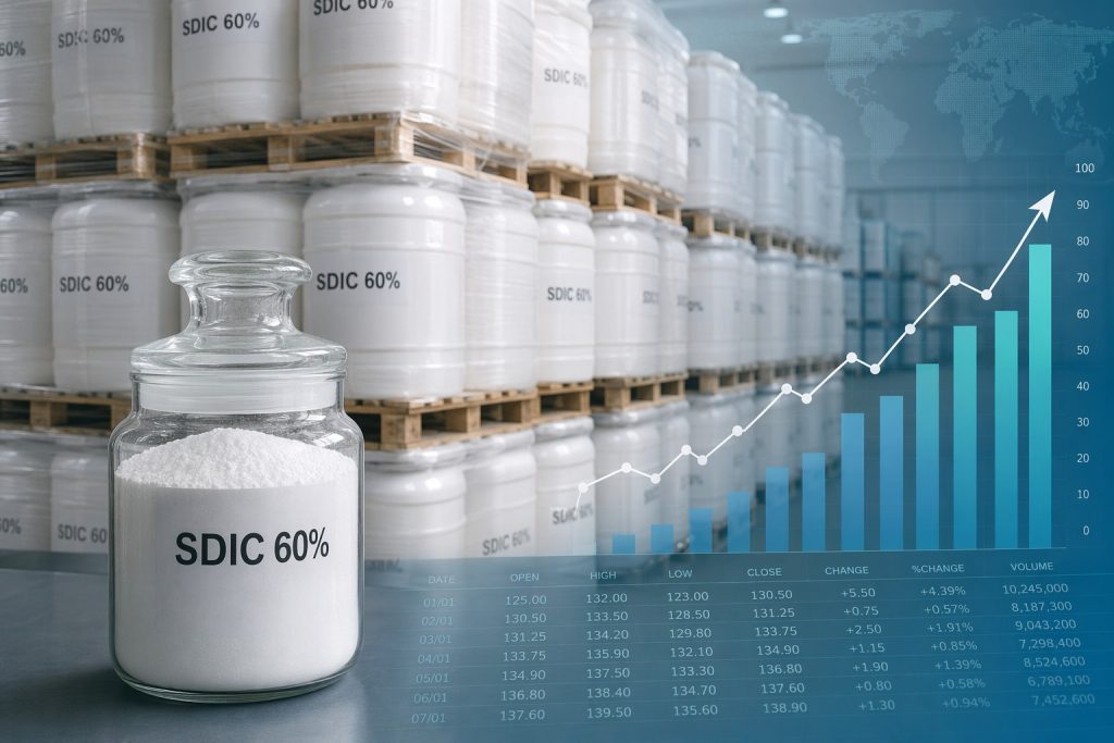 SDIC 60% powder in 25kg HDPE drums with 2026 price trend chart - Shilan Chemical FOB China pricing analysis
